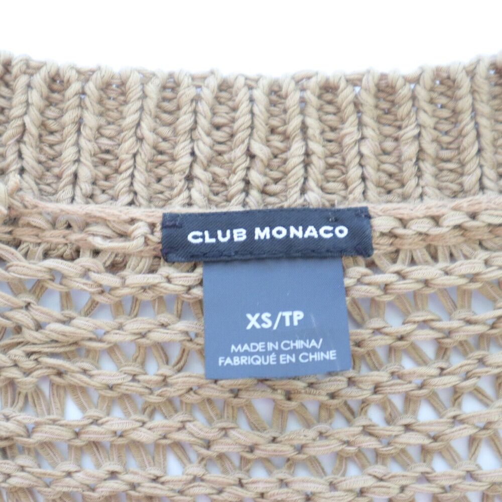 Club Monaco Size XS Open Chunky Knit V Neck Pullover Sweater Tan - Picture 8 of 9